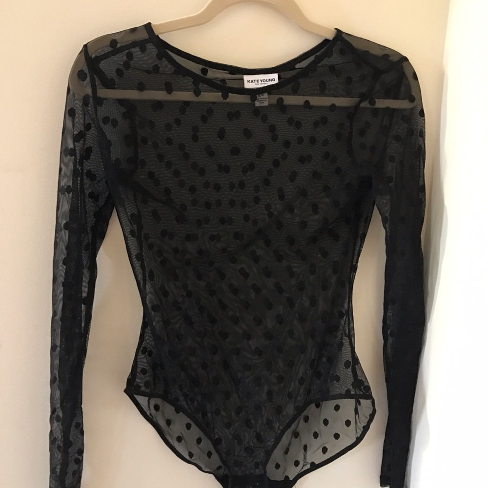 Black Polka Dot Mesh Bodysuit